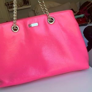 KATE SPADE hot pink pebble-patent leather shoulder/tote bag